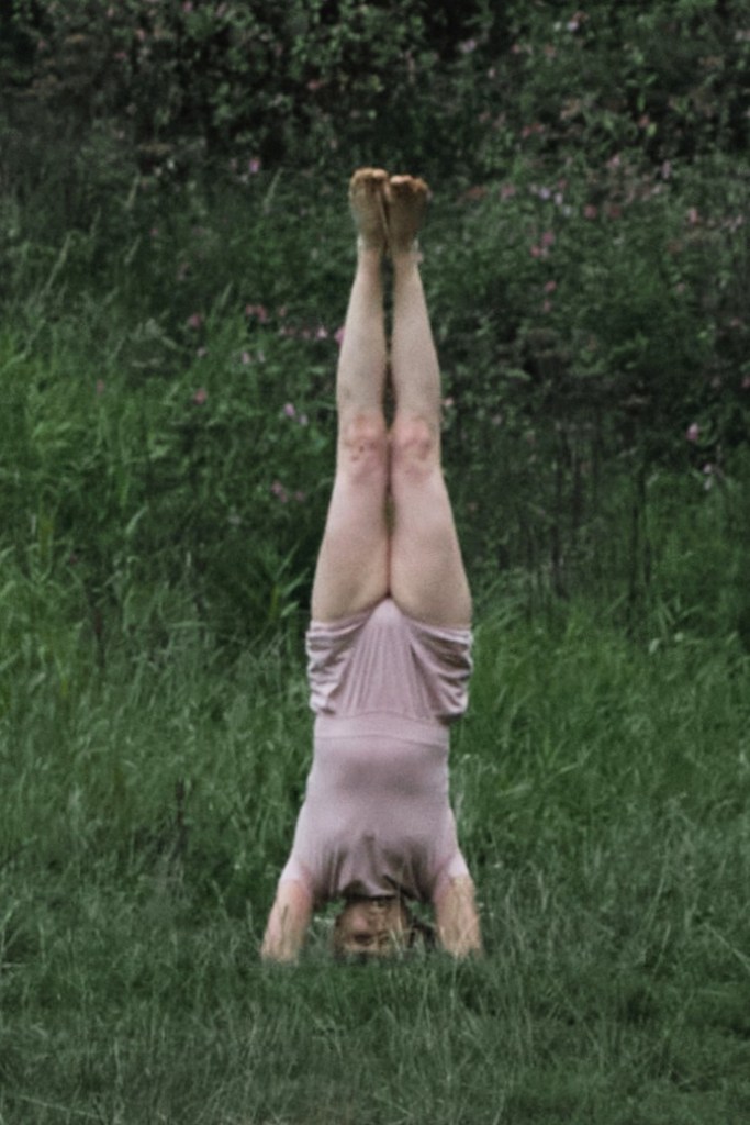 Elena Rodchenko practicing Iyengar Yoga in a natural setting in Edinburgh