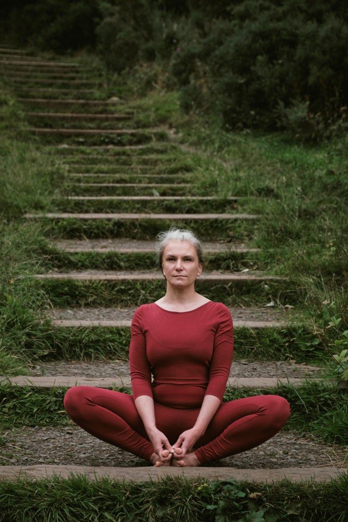Elena Rodchenko practicing Iyengar Yoga at Blackford Hill in Edinburgh